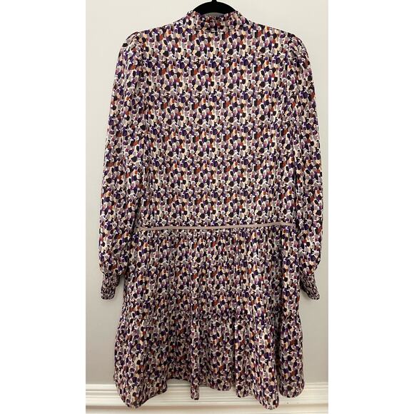 Joy Joy Preppy Classic Modern Boutique Trim Gathers Tier Dress in Brush Stroke M - Picture 10 of 12